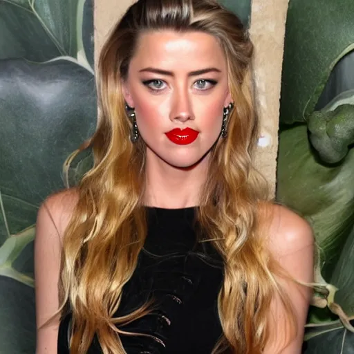 Image similar to gourd shaped like the face of amber heard hybrid intercross mix as a gourd