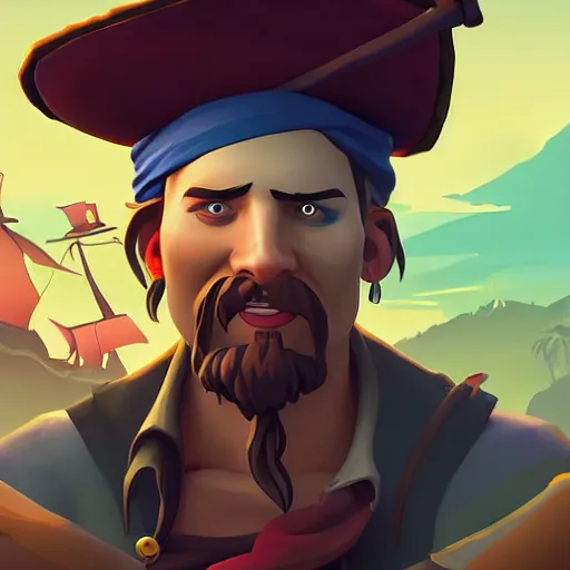 Image similar to painting jack the pirate on sea of thieves game avatar hero smooth face median photoshop filter cutout vector behance hd by jesper ejsing, by rhads, makoto shinkai and lois van baarle, ilya kuvshinov, rossdraws, illustration, art by ilya kuvshinov and gustav klimt