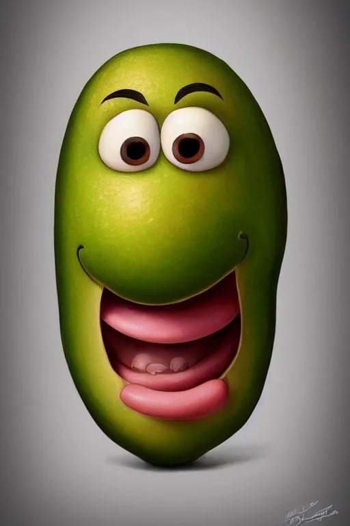 Image similar to mr potato head is an avocado, artgem, digital painting, color painting, hyperrealistic, concept art, oil painting, masterpiece, concept art, trending on deviantart, realistic and detailed face, highly detailed, high quality, 8 k, soft lighting, fancy colors, fantasy, cinematic, high coherence