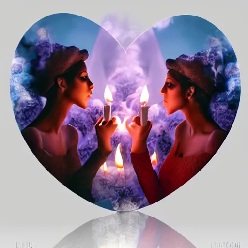 Image similar to beautifull women out of smoke candle, love expression spirit, 8 k, hd,