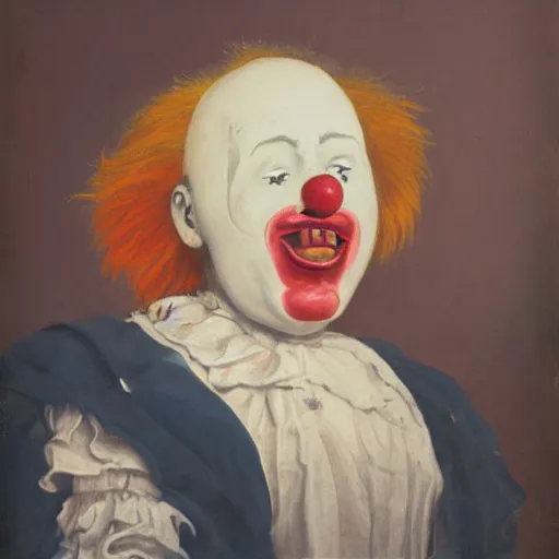 Image similar to A portrait of a crying clown with clouds on the background