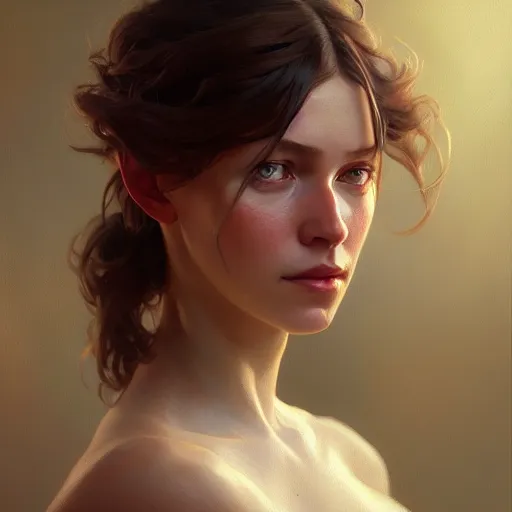 Image similar to a portrait painting of julia dietze in the oil painting unreal 5 daz. rpg portrait, extremely detailed artgerm greg rutkowski alphonse mucha vladimir volegov