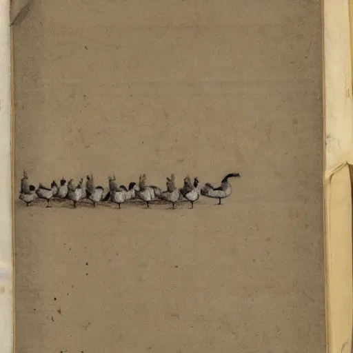 Image similar to manuscript showing angry geese