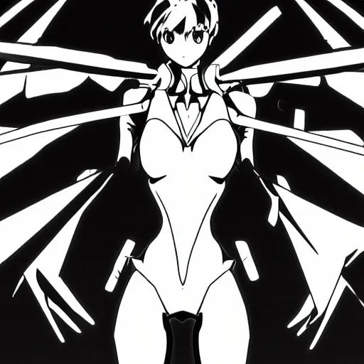 Prompt: neon genesis eva in old black and white photo