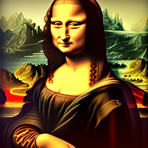 Image similar to mona lisa in 3 d, real life, photorealistic