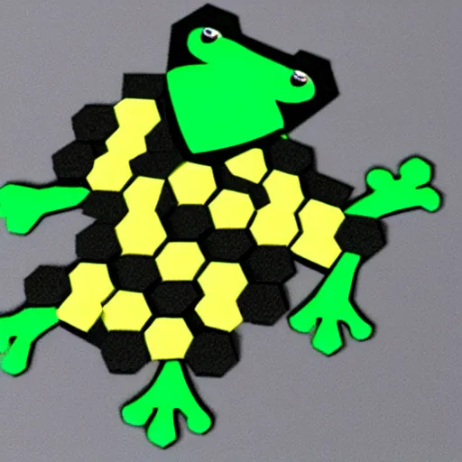 Image similar to a frog made out of hexagons