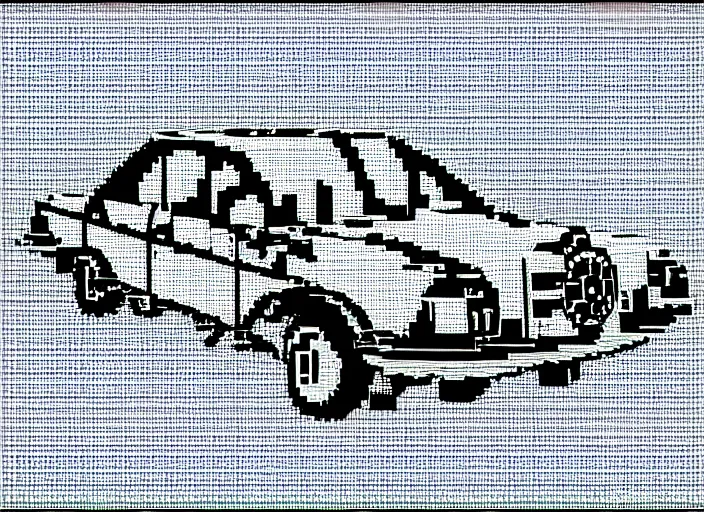 Image similar to synthesized hologram aiburning wrecked mercedes 1 2 4, pixelart, game 8 - bit monochrome gameboy!!, award winning. dramatic. trending on artstation, low resolution sync