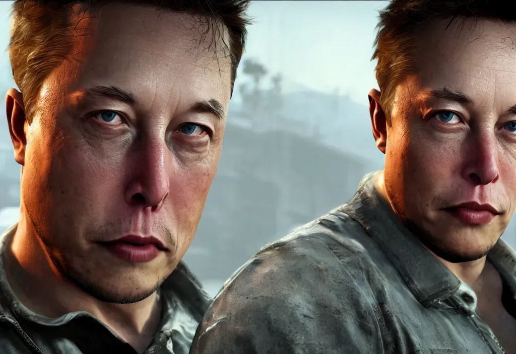 Image similar to a screenshot of elon musk in the video game in the last of us. close up, 3 d rendering. unreal engine. amazing likeness. very detailed.