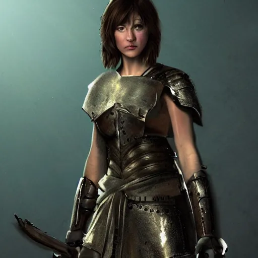 Image similar to mary elizabeth winstead as a warrior in a dystopian future