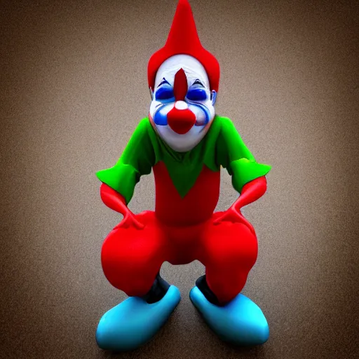 Image similar to poorly rendered 3 d clown