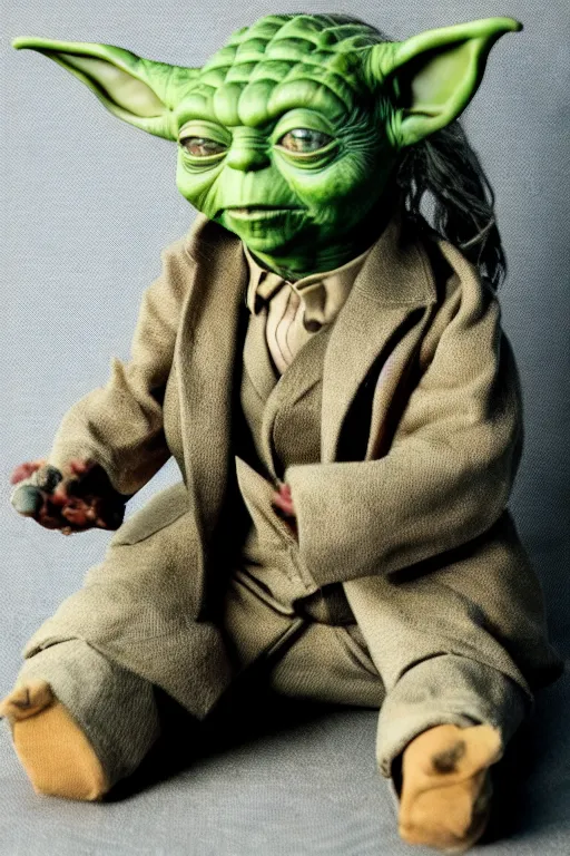 Image similar to yoda wearing a 3 piece suit