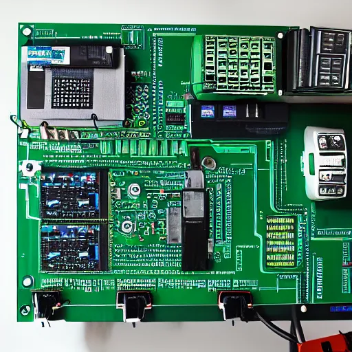 Image similar to big computer, wired up to circuit boards