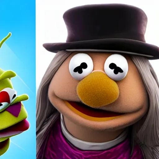 Image similar to bippadotta from the muppets as a wizard, in fortnite