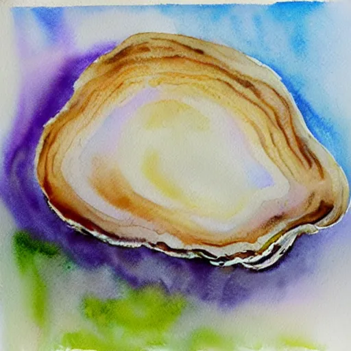 Prompt: giant oyster mushroom watercolor