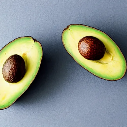 Prompt: two halves of an avocado as salt and pepper shaker