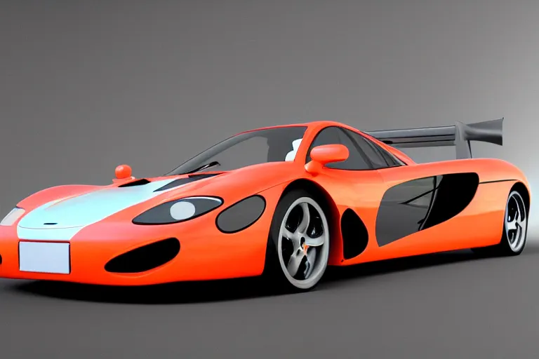 Image similar to cute cartoon McLaren F1, caricature style, octane render, unreal engine, 8k,