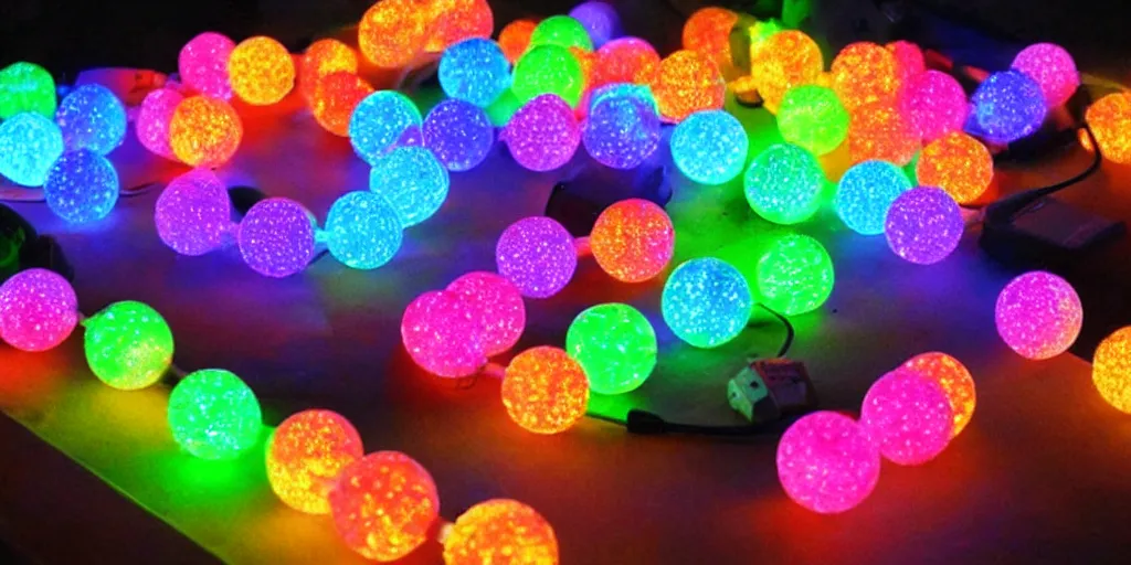 Image similar to edible rgb lights being sold at a road side stand, cyberpunk, high quality, ue 5.