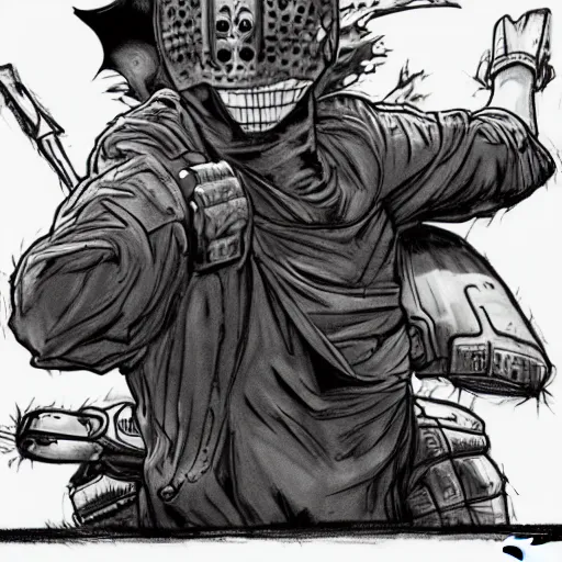 Image similar to nike campaign in the style of dorohedoro