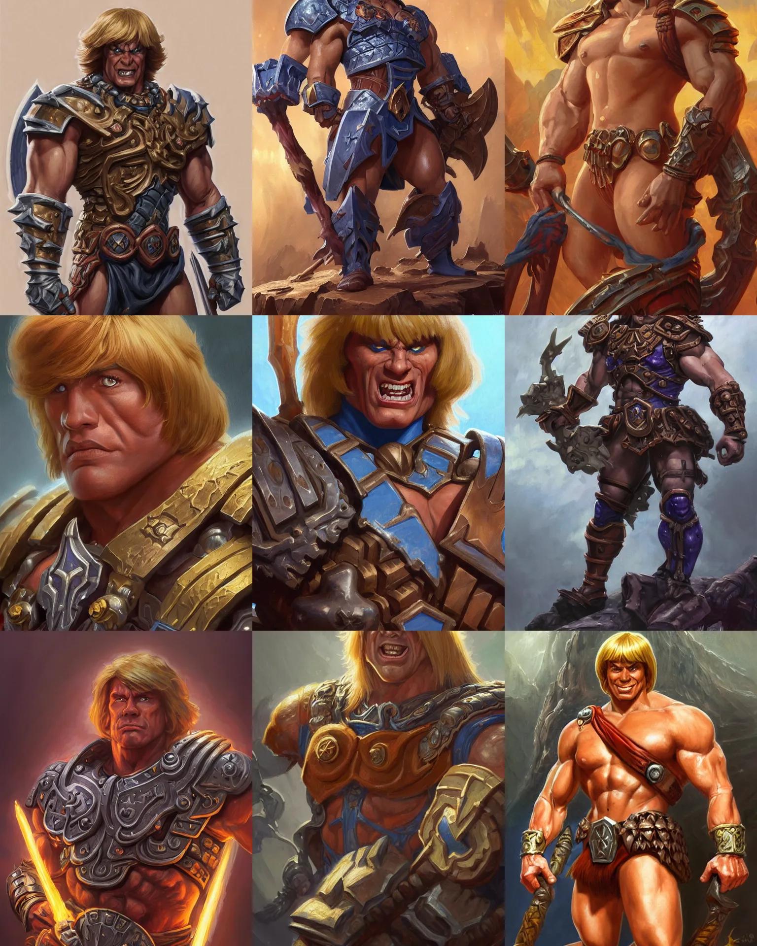 Prompt: He-Man!!!!!, closeup,filmation, William George ,sci fi,fantasy, intricate,with german iron cross on chest armor ,elegant, loin cloth ,highly detailed, oil painting, artstation, concept art, matte, sharp focus, illustration, hearthstone, art by Artgerm and Greg Rutkowski and Alphonse Mucha