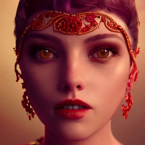 Image similar to portrait of wonderful princess of ruby with fair skin, ornate 8 k gorgeous intricate detailed, accent lighting, dramatic light, octane render