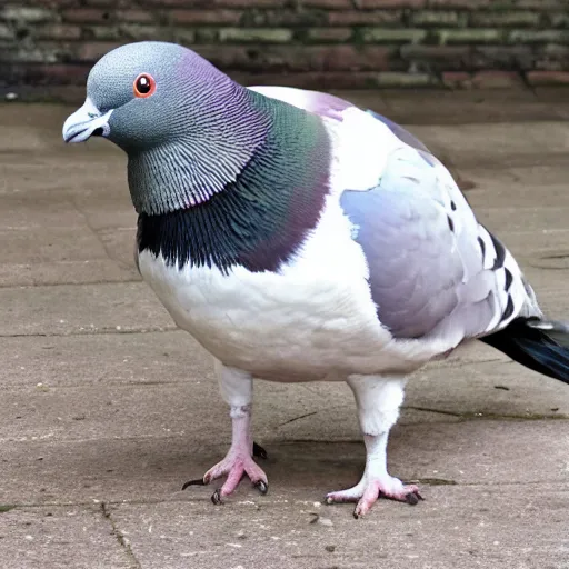 Image similar to a mix of a pigeon and a dog, photography