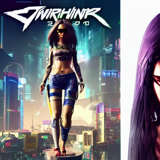 Image similar to Robot girl with long hair and tattoo style game CYBERPUNK 2077 , a very beautiful portrait, style DEUS EX: MANKIND DIVIDED, girl entwined with flowers, photorealism