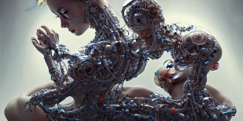 Prompt: hyperrealistic photography of a gorgeous cyborg constructing a human birthing machine in the style of Jin Kagetsu, James Jean and wlop, highly detailed, masterpiece, award-winning, sharp focus, intricate concept art, ambient lighting, 8k, artstation