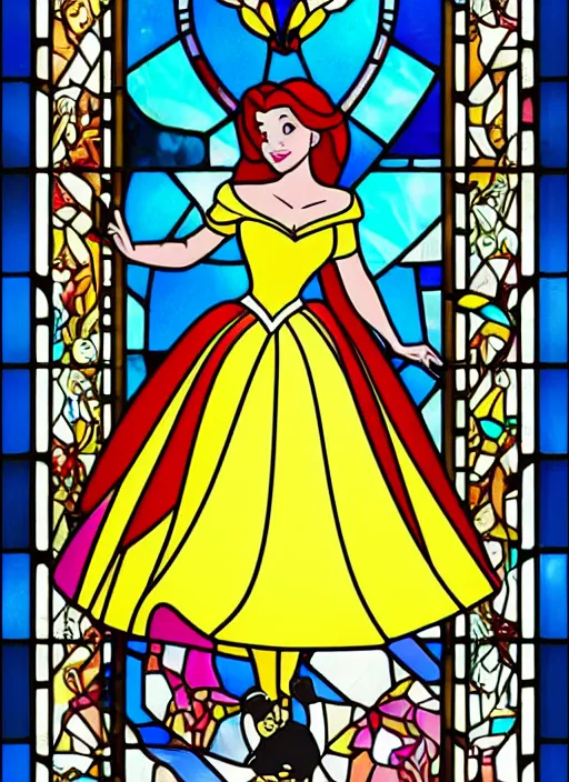 Disney Sleeping beauty stain glass window. Stock Illustration by