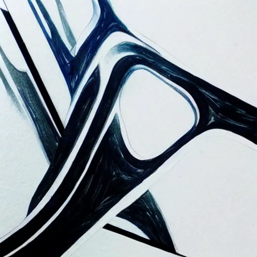 Image similar to a copic colour marker with black gel pen concept art of zaha hadid architecture