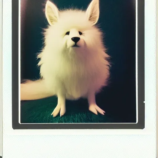 Image similar to polaroid photo:: cute fluffy creature, studio lighting:: by beeple and James Gilleard and Justin Gerard :: ornate, dynamic, particulate, intricate, elegant, highly detailed, centered, smooth, sharp focus