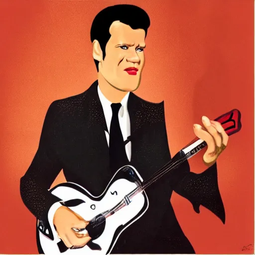 Prompt: chris isaak portrait by tex avery, album cover, detailed