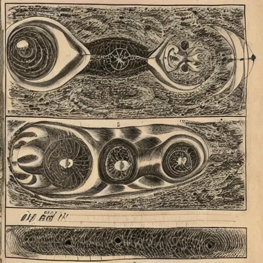 Image similar to big weird spaceship, voynich manuscript