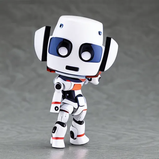 Image similar to high quality portrait flat matte painting of cute robot in the style of nendoroid and Toon gundam , flat anime style, thick painting, medium close-up