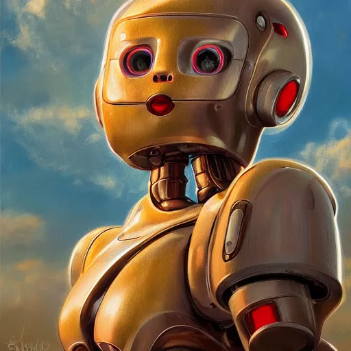 Prompt: clear portrait of robot baby, adorable appearance!!!, golden hour, happy apearance, cottagecore!!, background hyper detailed, character concept, full body, dynamic pose, intricate, elegant, highly detailed, digital painting, artstation, concept art, smooth, sharp focus, illustration, art by artgerm and greg rutkowski and alphonse mucha