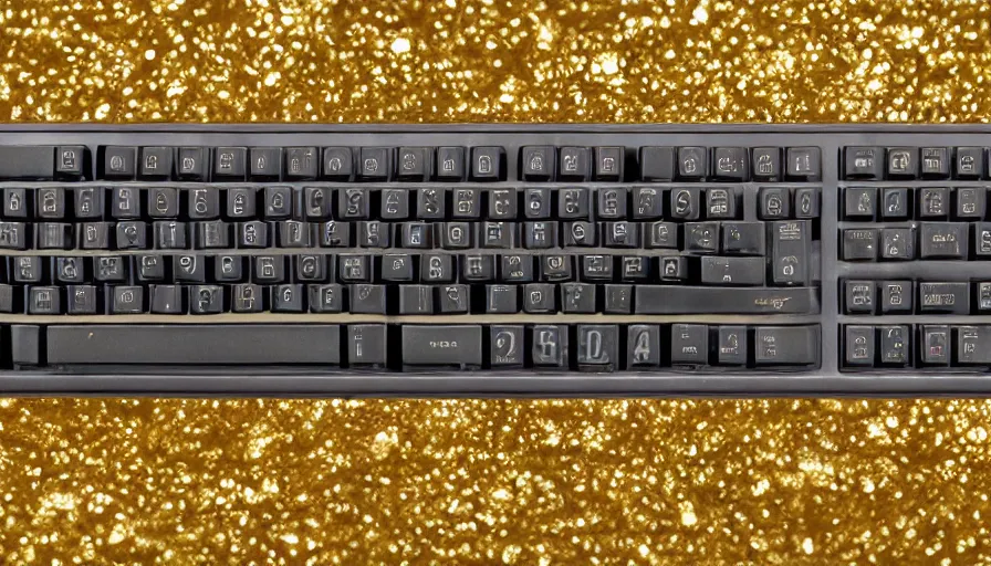 Prompt: a keyboard made of gold, 4k photography,