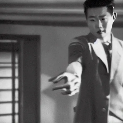 Image similar to 1950s Korean thriller film noir, Shin Sang-ok, 35mm film, Cooke Varotal 20-100 T3.1