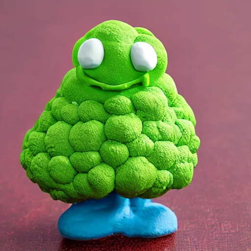 Image similar to claymation anthropomorphic broccoli complaining about the rain