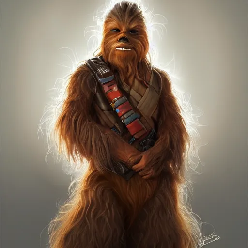 Prompt: if chewbacca and jar jar binks had a baby digital art by mandy jurgens and irena french, heraldo ortega, hyperdetailed, artstation, cgsociety.