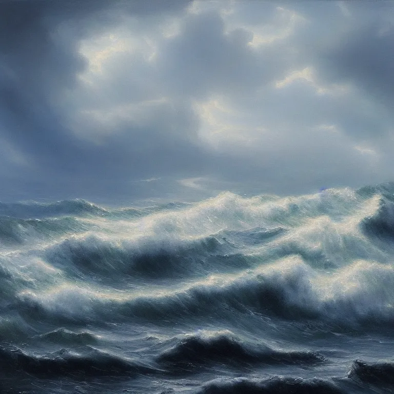 Image similar to a beautiful masterpiece painting of a seascape in a storm by juan gimenez, award winning, trending on artstation,