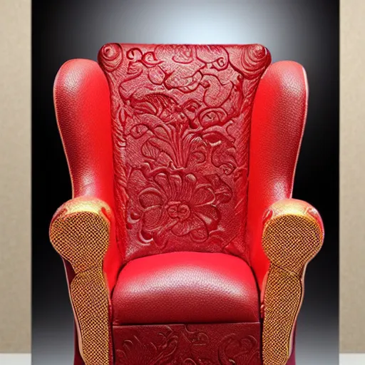 Prompt: a luxury vip golden toilet gaming chair with red hibiscus embossed into the material, the toilet is shiny, varying art styles, varying locations, varying angles