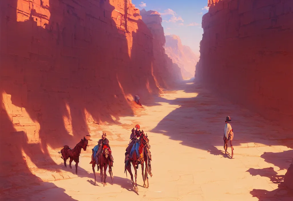 Image similar to small western street in the desert, intricate oil painting, high detail illustration, sharp high detail, manga and anime 1 9 9 9, official fanart behance hd artstation by jesper ejsing and makoto shinkai, 4 k,