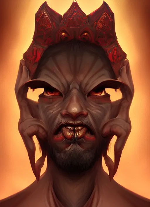 Prompt: portrait epic of dajjal. highly detailed, digital painting, concept art, smooth, sharp focus, illustration, art by creaturecollege