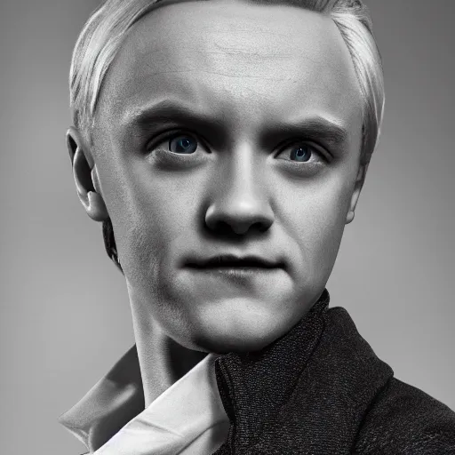 Image similar to Draco Malfoy as 001 from Stranger Things, high resolution photo