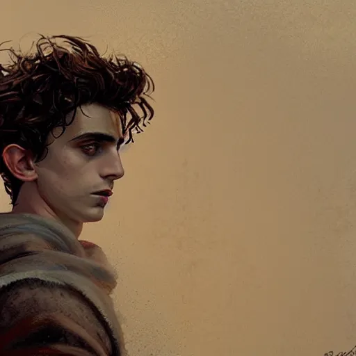 Image similar to timothee chalamet as sandman, paint by greg rutkowski