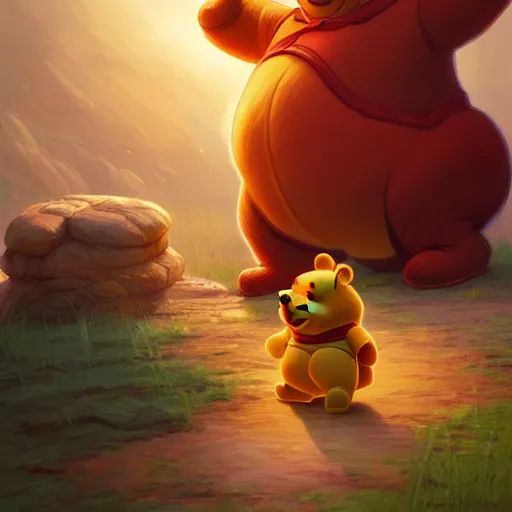 Image similar to xi jinping as winnie the pooh, ben hur, loftis, cory behance hd by jesper ejsing, by rhads, makoto shinkai and lois van baarle, ilya kuvshinov, rossdraws global illumination