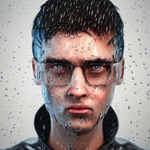 Image similar to cartoon portrait made out of rain, realistic, highly detailed, neon, rendered in octane, unreal engine, beautiful, trending on artstation, emotional