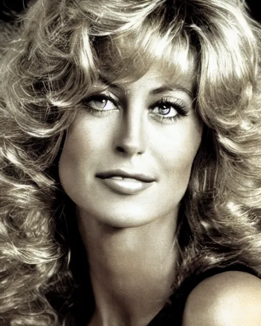 closeup portrait of a beautiful young farrah fawcett | Stable Diffusion