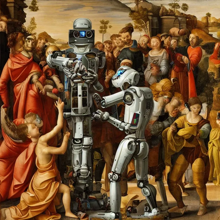 Prompt: a robot, a renaissance painting