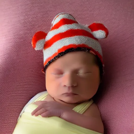 Prompt: cute newborn chick dressed as an inmate