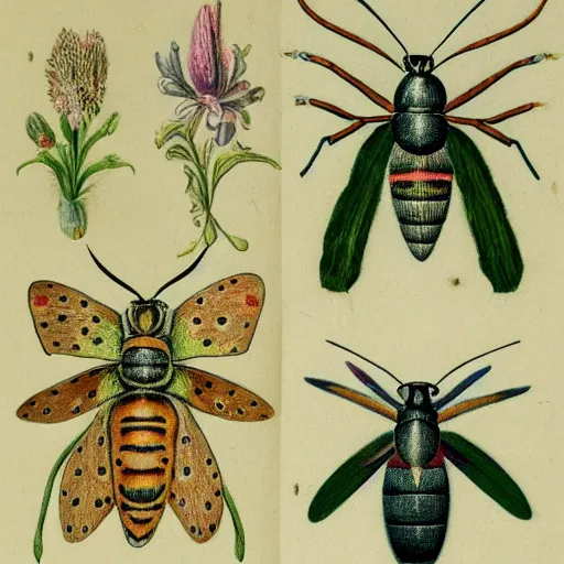 Image similar to wallpaper depicting six-spot burnet moths of different sizes over a soft green background, botanical drawing by Maria Sybilla Merian, scientific illustration